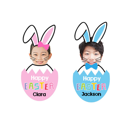 Easter Bunny face photo labels