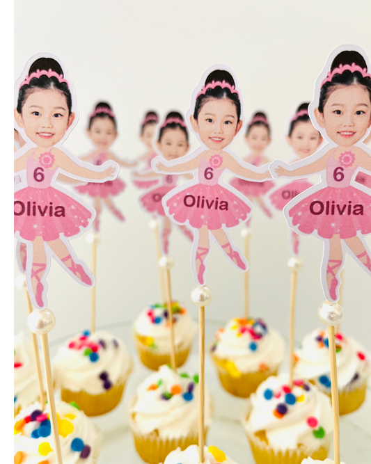 Ballerina customized cupcake topper with kids face