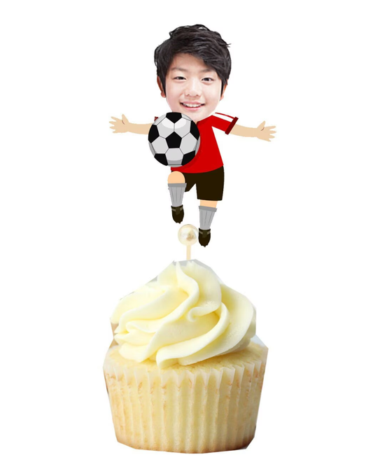 Soccer customized cupcake topper with kids face