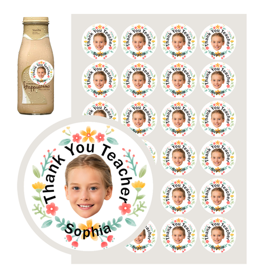 Personalized Thank You Teacher  Stickers with Face Photo 24pcs