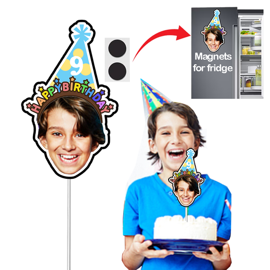 Custom Face Cake Topper Fun Face Cutout Cake Topper for Birthday Customized Photo Magnet