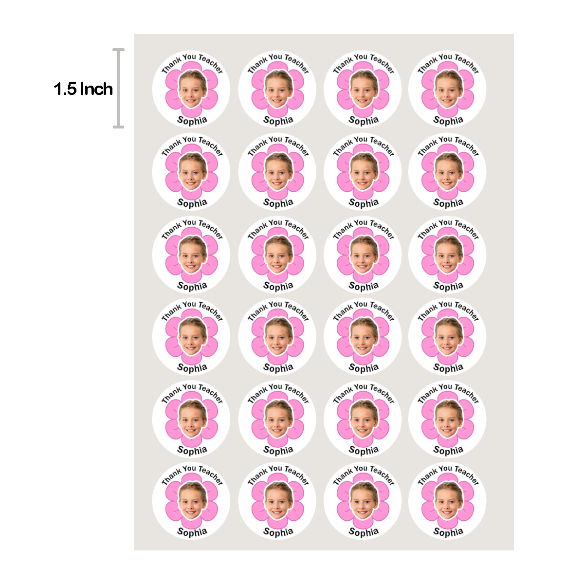 Personalized Thank You Teacher  Stickers with Face Photo 24pcs