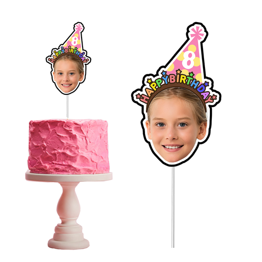 Custom Face Cake Topper Fun Face Cutout Cake Topper for Birthday Customized Photo Magnet