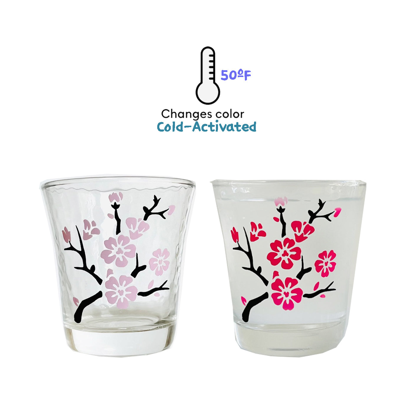 Color changed cherry blossom drinking glasses