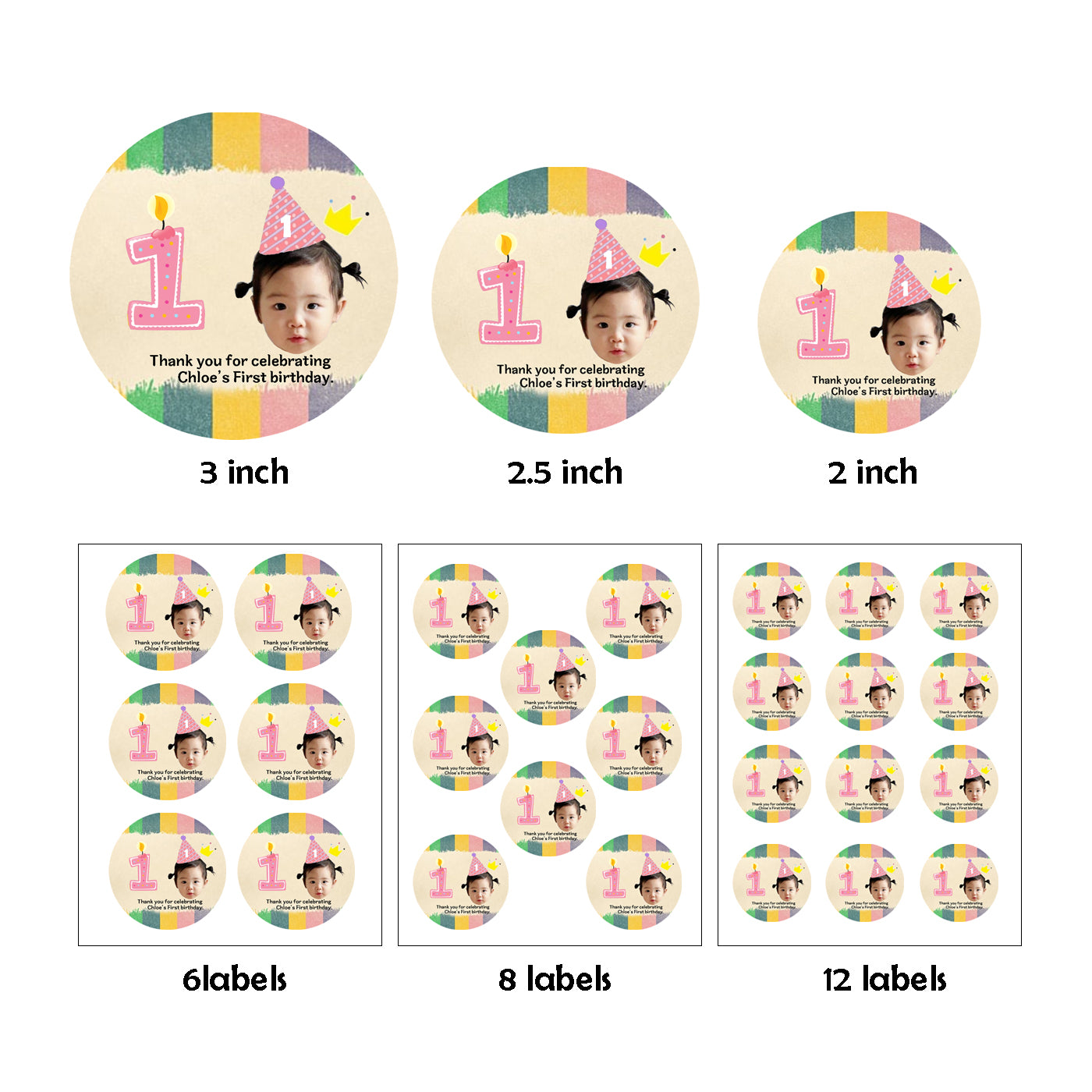 Korean dohl party stickers, 한국 돌잔치 스티커,백일 스티커