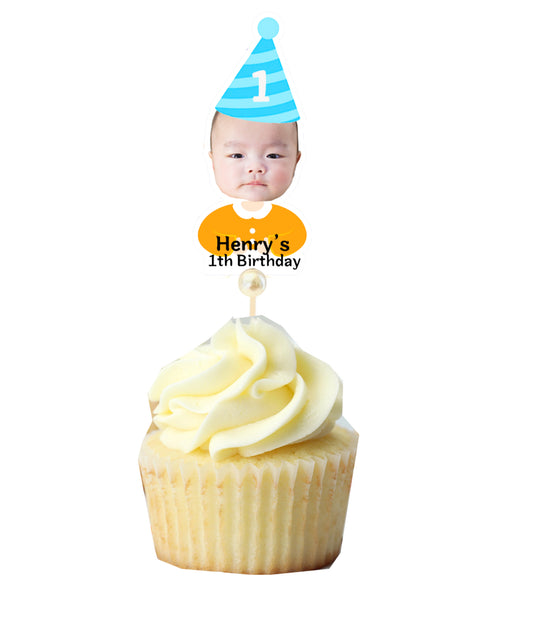 Face photo birthday cupcake topper