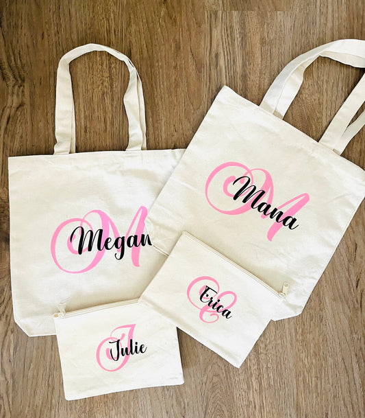 Custom canvas tote bag,Initial name canvas bag