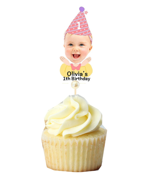 Cupcake  face photo topper, Custom cupcake topper