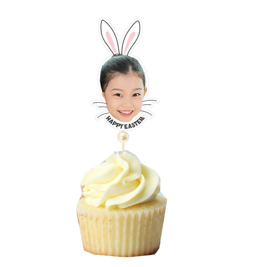 Easter bunny cupcake topper, Bunny Face cupcake topper