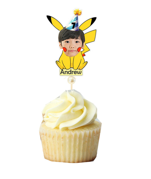 Custom Pokemon Cupcake topper, Pikachu Custom cupcake topper